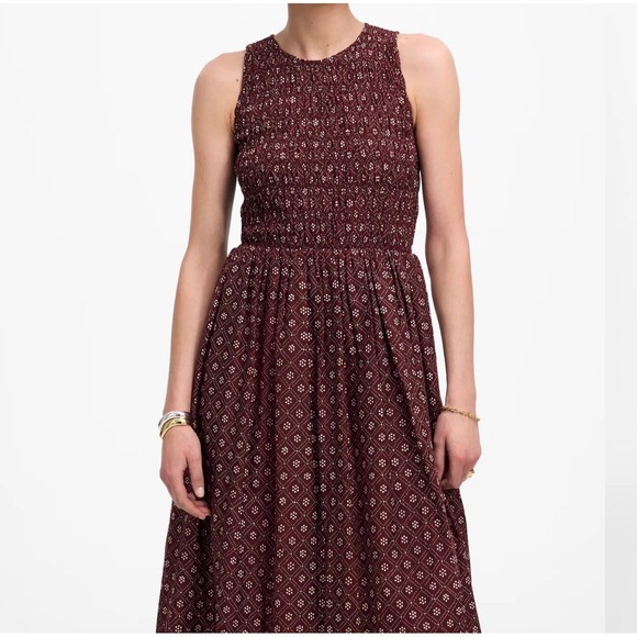 Madewell The Melody Smocked Midi Dress in Daisy print in Dusty plum size M NV483 - Picture 4 of 11